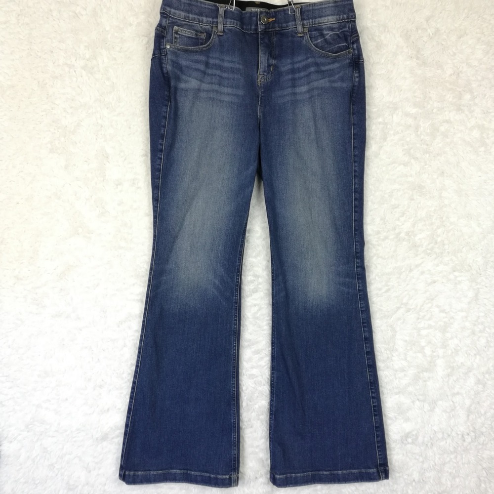 Torrid Womens Jeans Bombshell Flare Blue Denim Whiskering High Rise Stretch 16